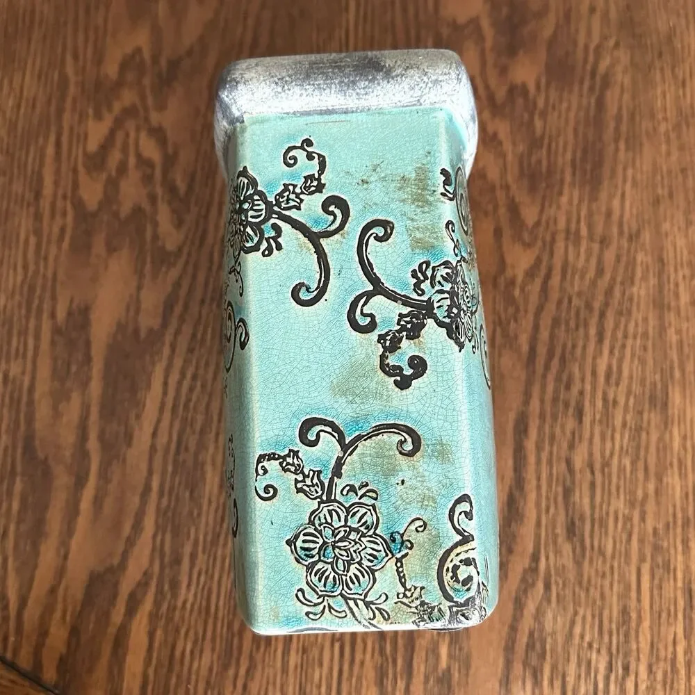 Vase Orchard flower Distressed Turquoise Planter Farmhouse Home Garden Decor